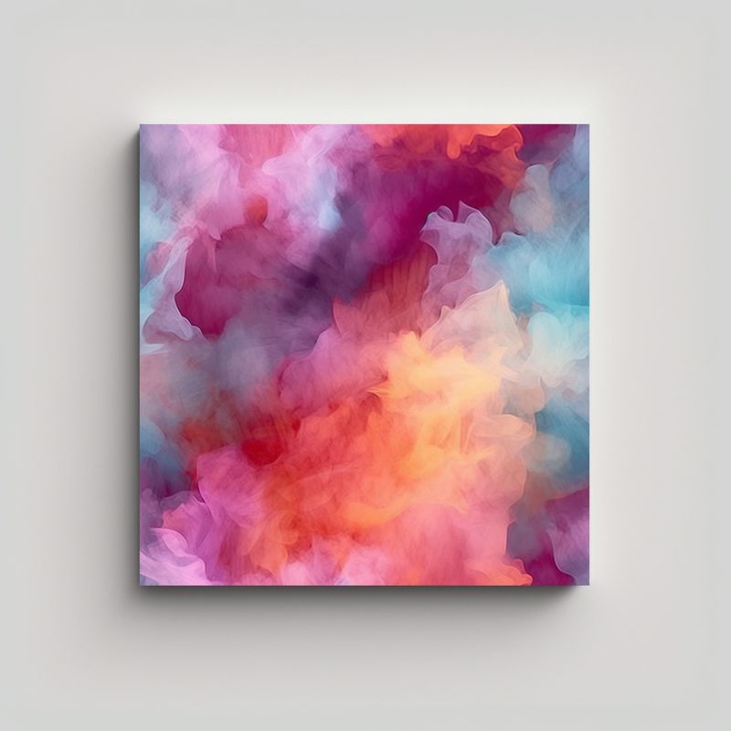 GENERICO - Patrón Acuarela Abstracto Naranja Cuadro 90x90 Cm