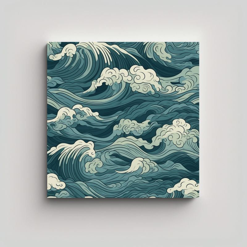 GENERICO - Papel Pintado Azul Con Olas Y Mar En Estilo 70x70 Cm