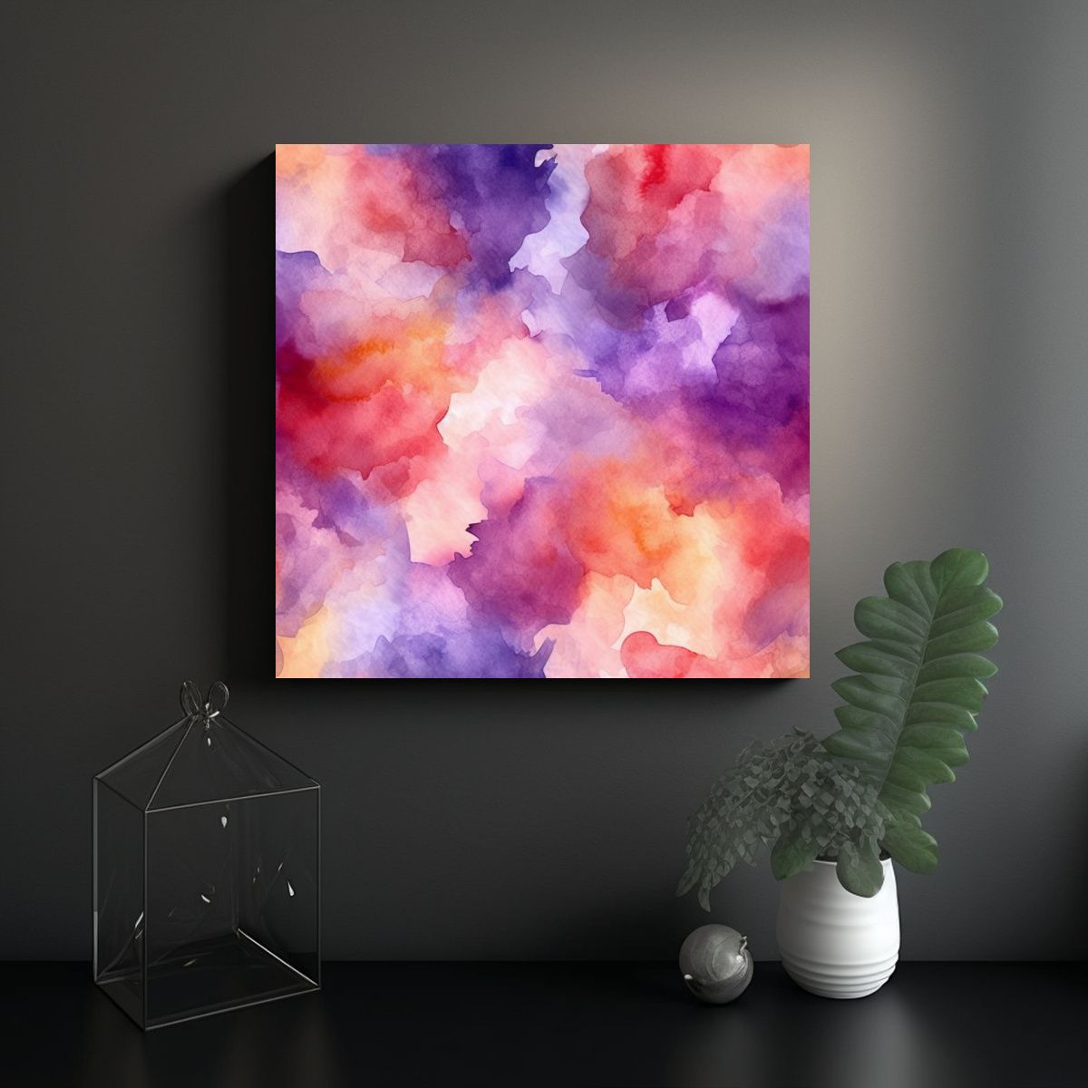 GENERICO - Patrón Acuarela Abstracto Con Figuras Naranjas 90x90 Cm
