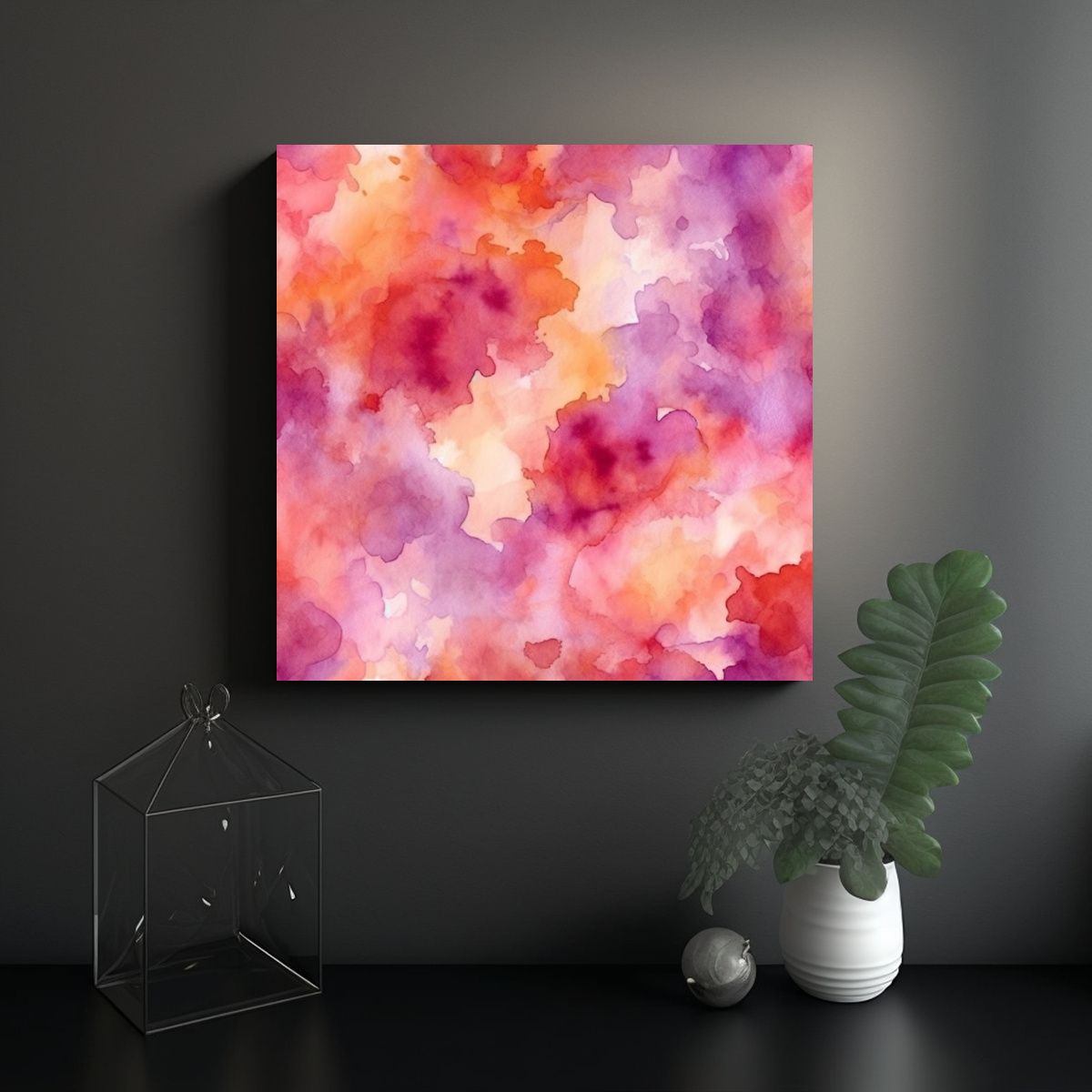 GENERICO - Patrón Acuarela Abstracto Naranja Sobre Fondo 70x70 Cm