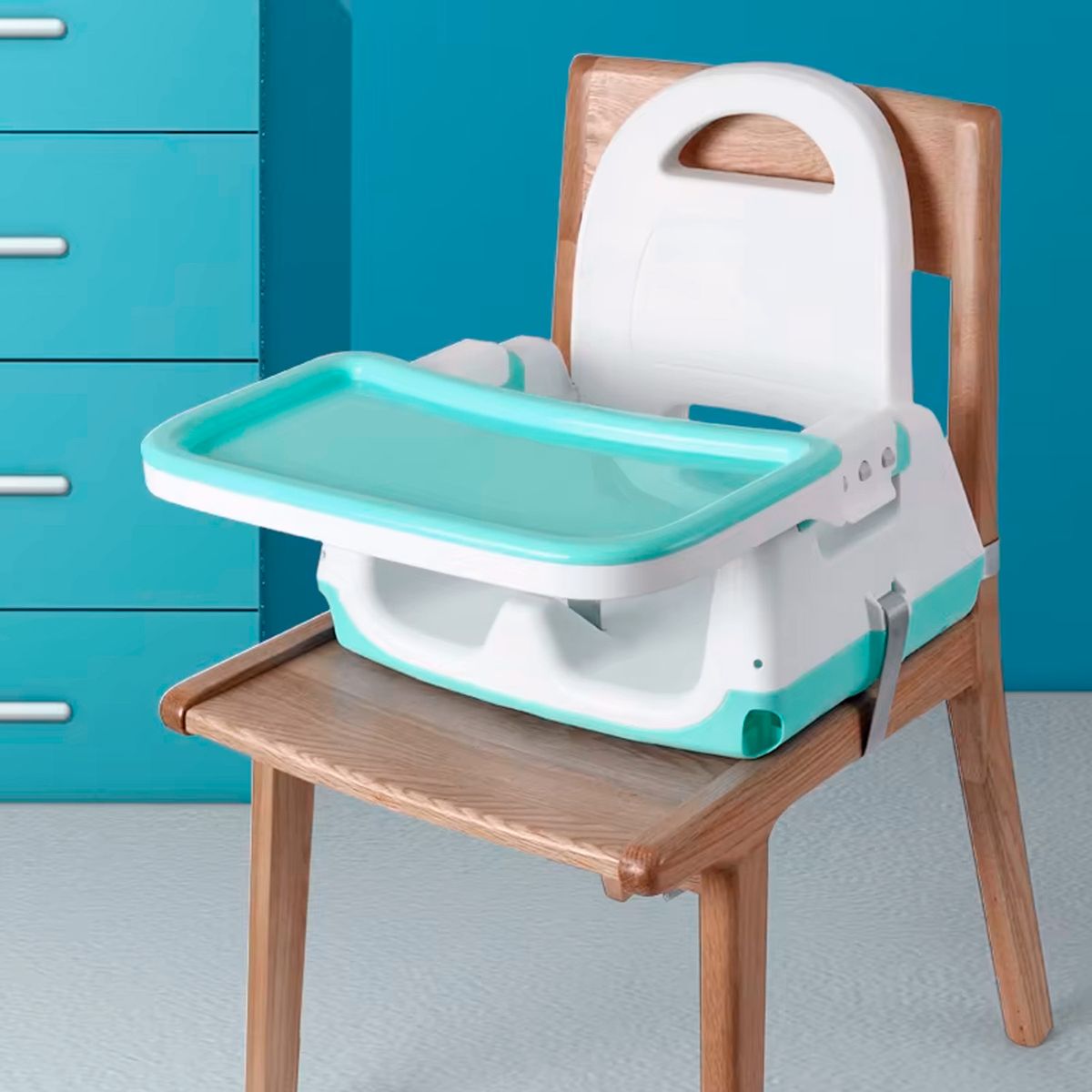 ALPHA - Silla Comer Bebe Altura Regulable Easy Travel Agua Marina