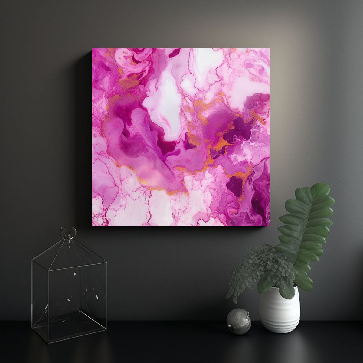 GENERICO - Cuadro Lienzo Juvenil Textura Mármol Magenta 70x70 Cm