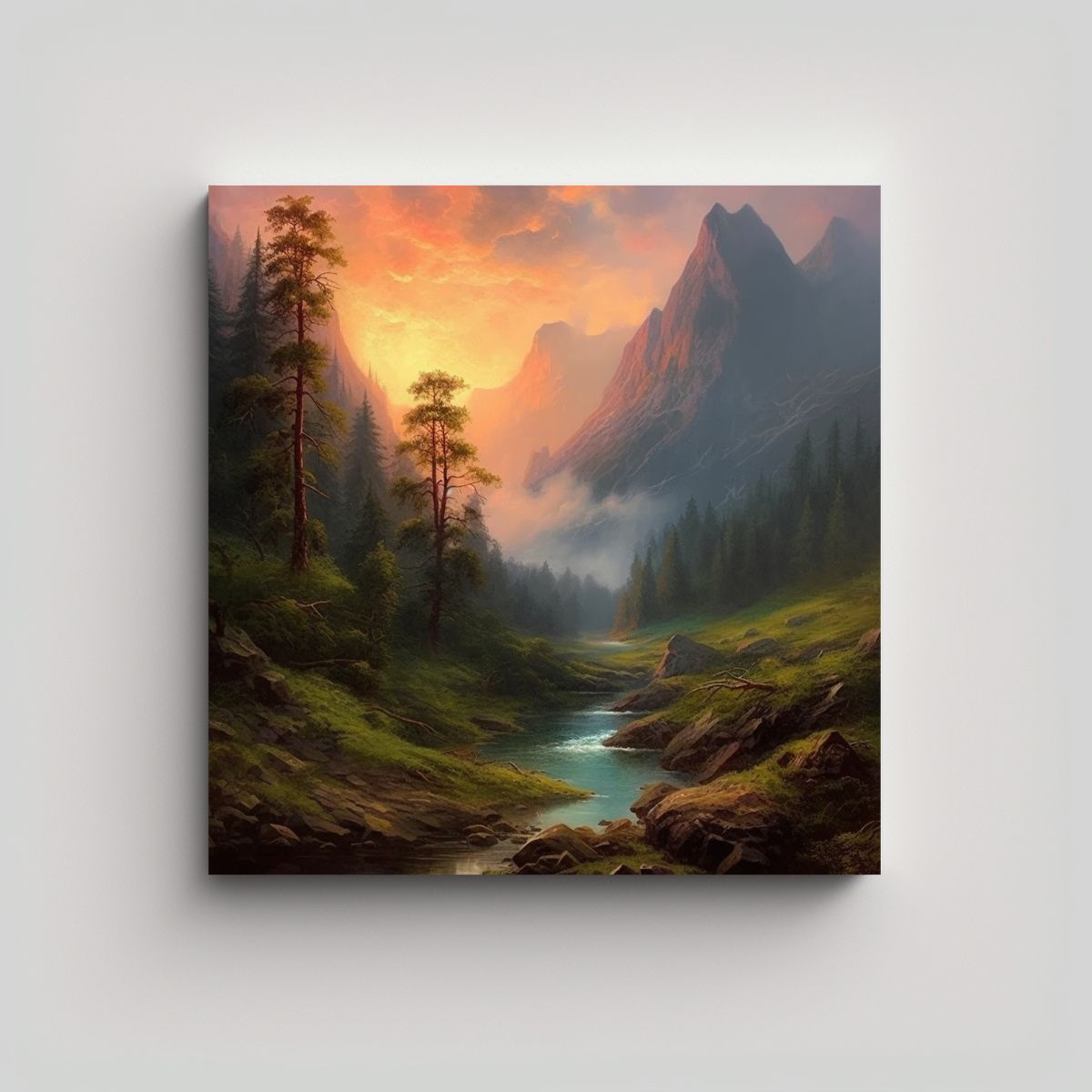 GENERICO - Cuadro Enigmático Paisaje Majestuoso Al Estilo 50x50 Cm