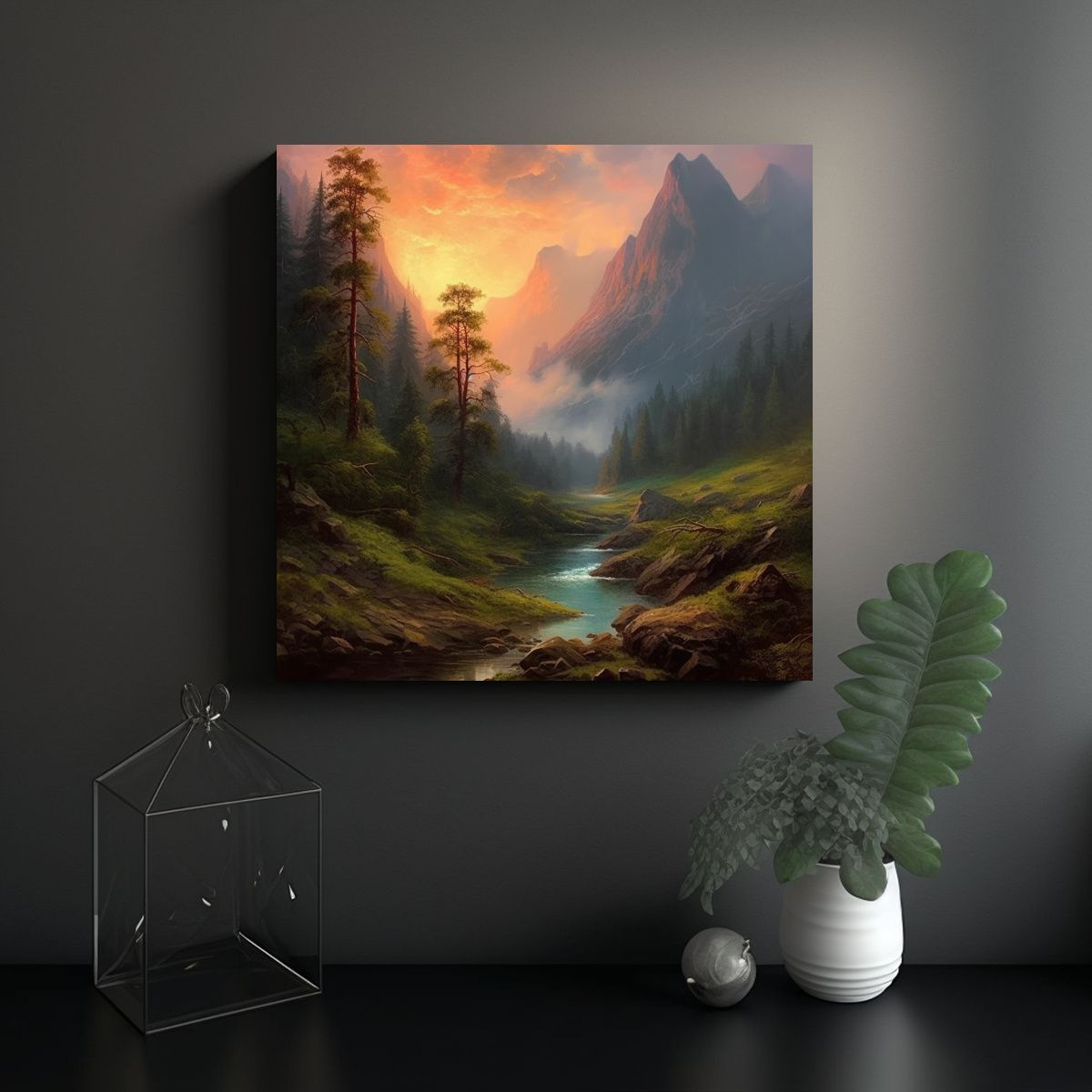 GENERICO - Cuadro Enigmático Paisaje Majestuoso Al Estilo 50x50 Cm