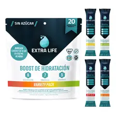 EXTRALUZ - Bebida Hidratante en Polvo 60 Sachet Extra Life Mix Sabores