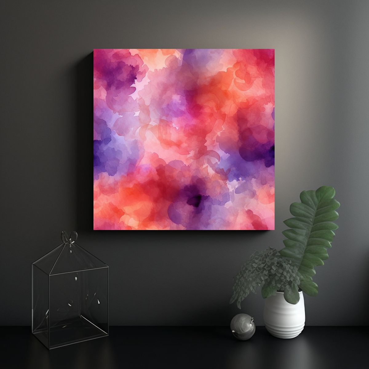 GENERICO - Patrón De Acuarela Abstracto Con Tonos Naranjas 80x80 Cm