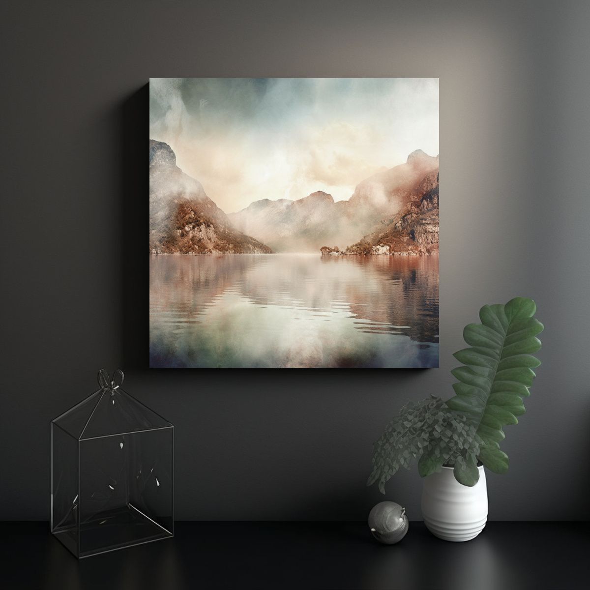 GENERICO - Paisajes Montañosos Y Acuáticos En Arte 90x90 Cm
