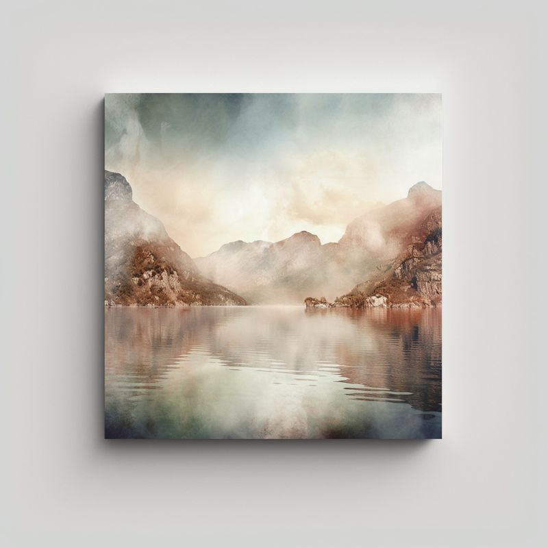 GENERICO - Paisajes Montañosos Y Acuáticos En Arte 80x80 Cm