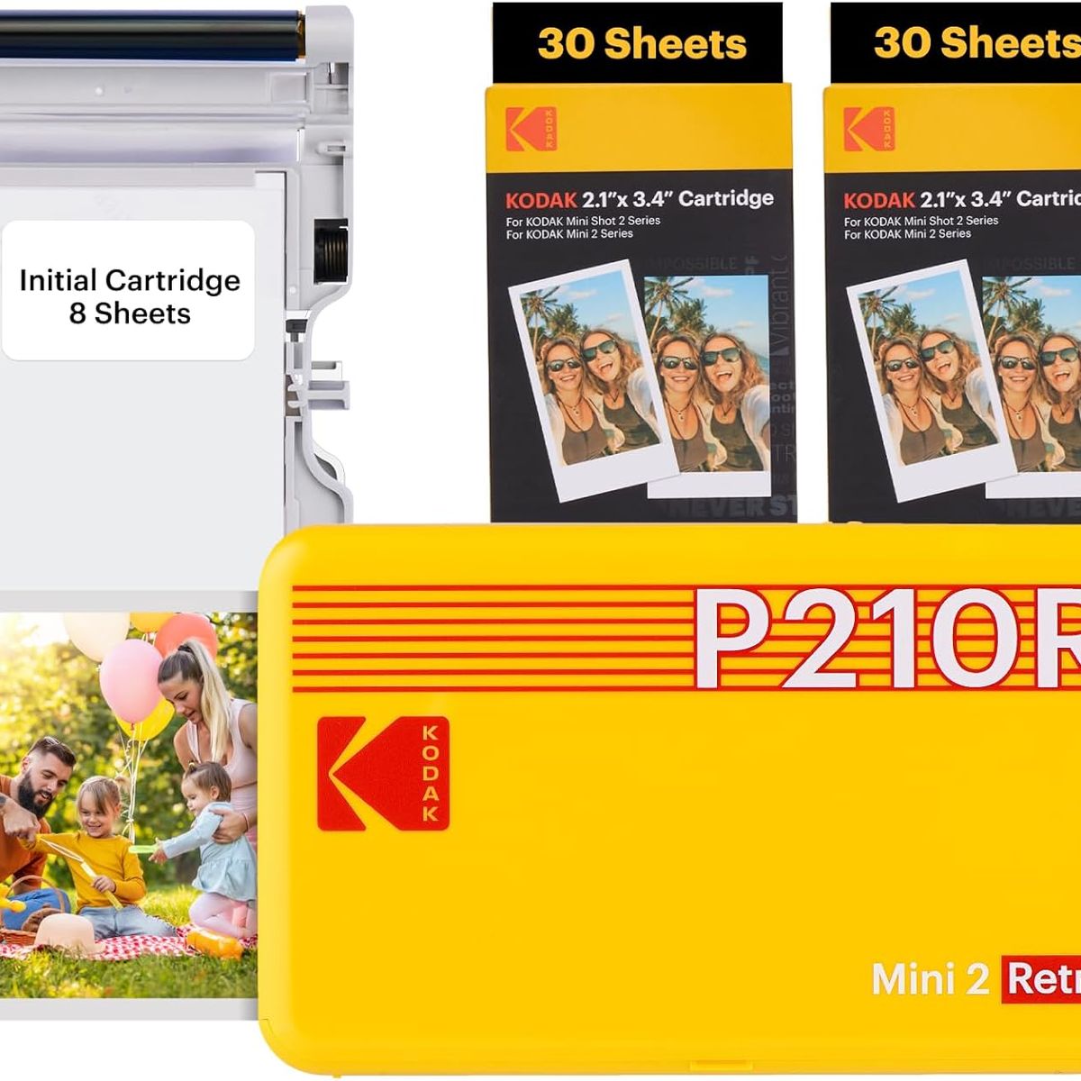 KODAK - Set Impresora De Fotos Kodak Mini 2 Retro 4pass Amarilla + 60 papeles