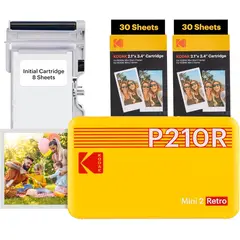 KODAK - Set Impresora De Fotos Mini 2 Retro 4pass Amarilla + 60 papeles