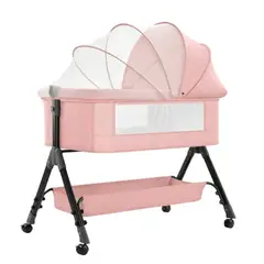 ALPHA - Cuna Colecho Moises Bebe Altura Regulable Safe&soft Gris Rosado