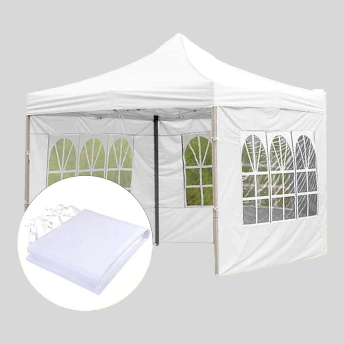 GENERICO - Lateral o Pared Para Toldo Araña 3x3 Blanco con Diseño Ventana