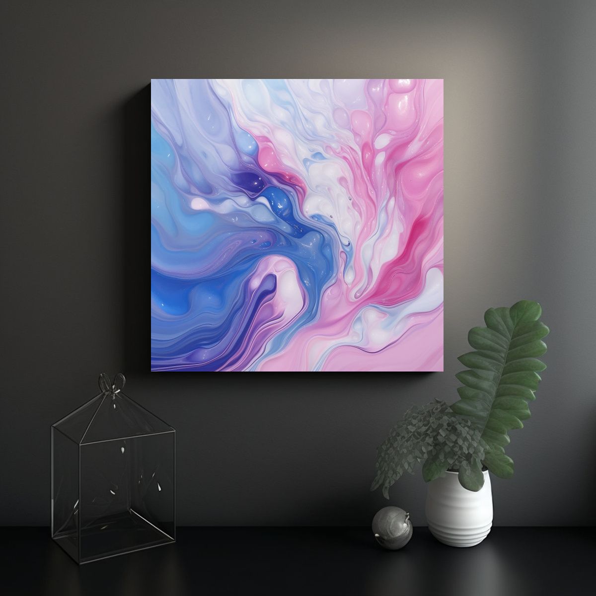 GENERICO - Pinturas Decorativas De Ondas Líquidas Rosas Y 80x80 Cm