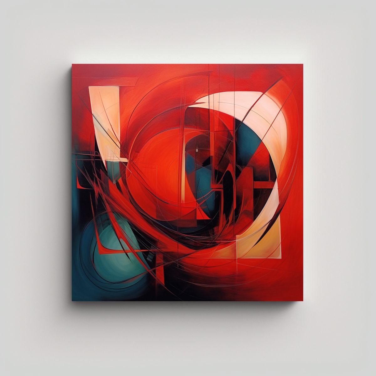 GENERICO - Pintura Abstracta En Lienzo Con Detalles Cálidos 90x90 Cm