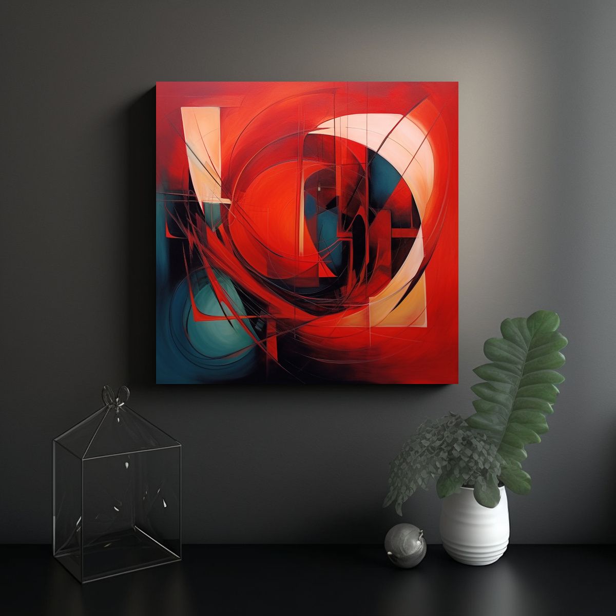 GENERICO - Pintura Abstracta En Lienzo Con Detalles Cálidos 90x90 Cm