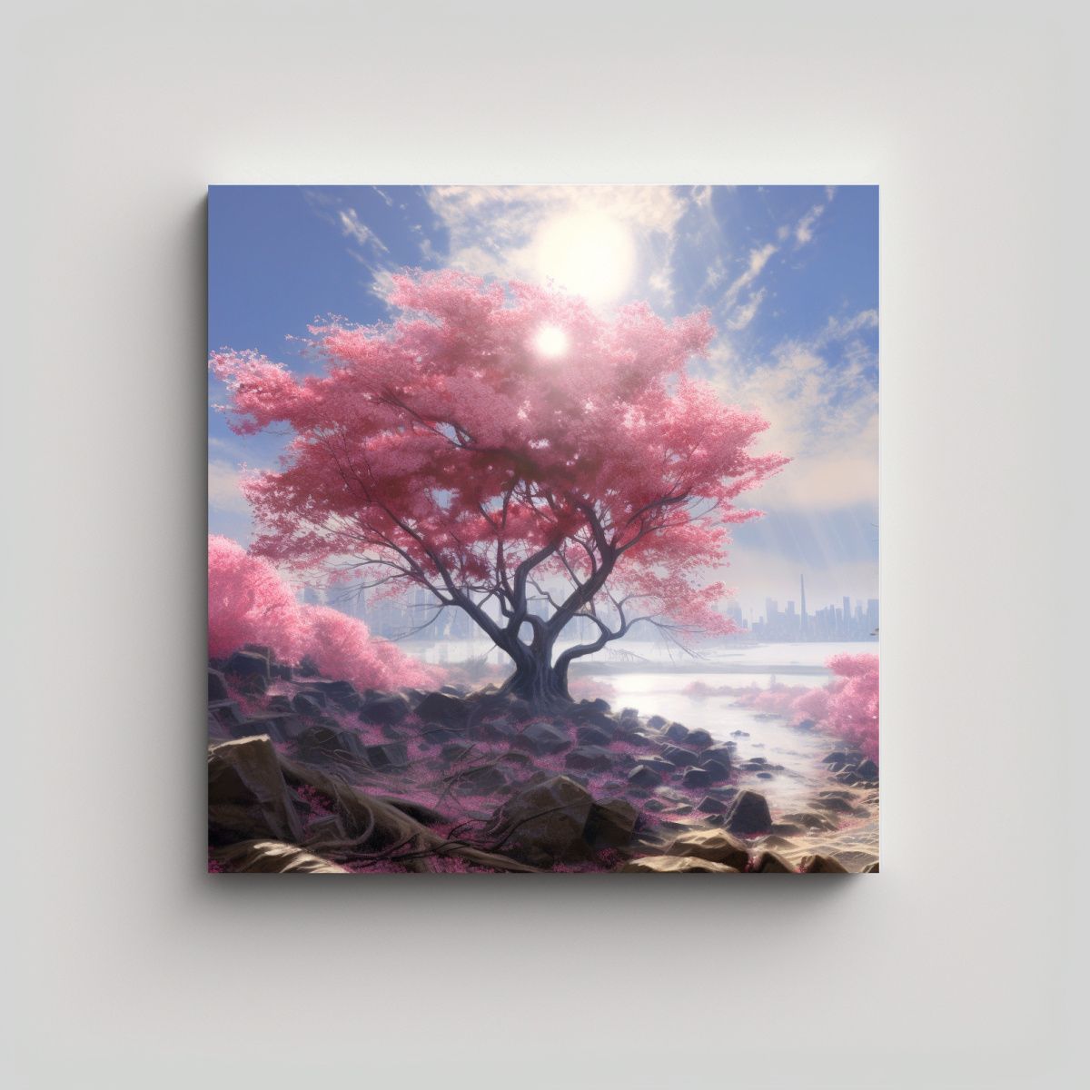 GENERICO - Pintura Fotográfica Paisaje Moderno Cielo Sereno 80x80 Cm