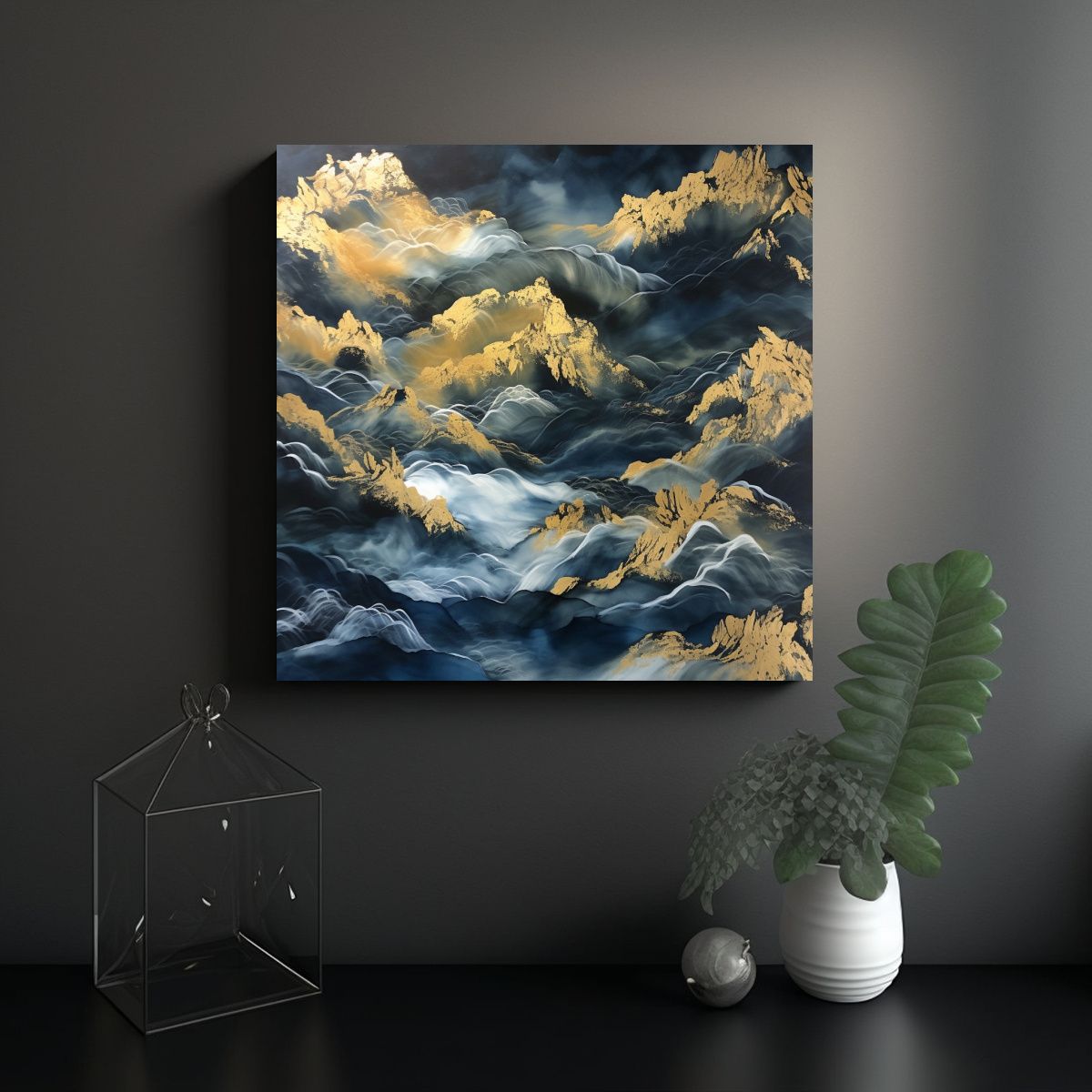 GENERICO - Pintura Acuarela Impactante En Azul Claro Y Gris 80x80 Cm