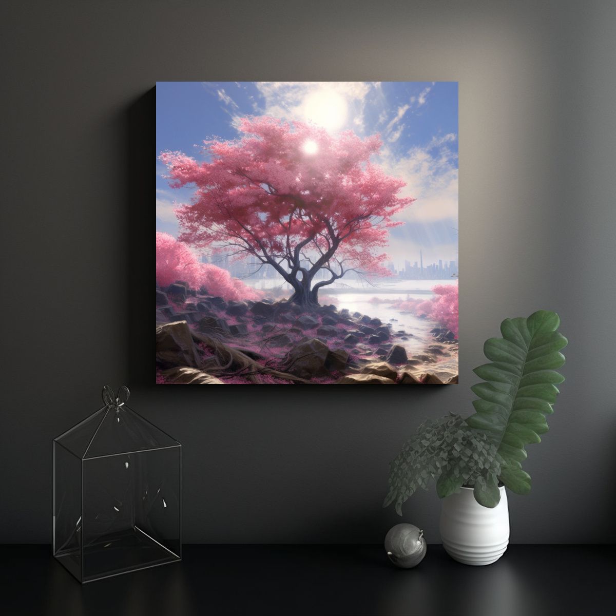 GENERICO - Pintura Fotográfica Paisaje Moderno Cielo Sereno 70x70 Cm