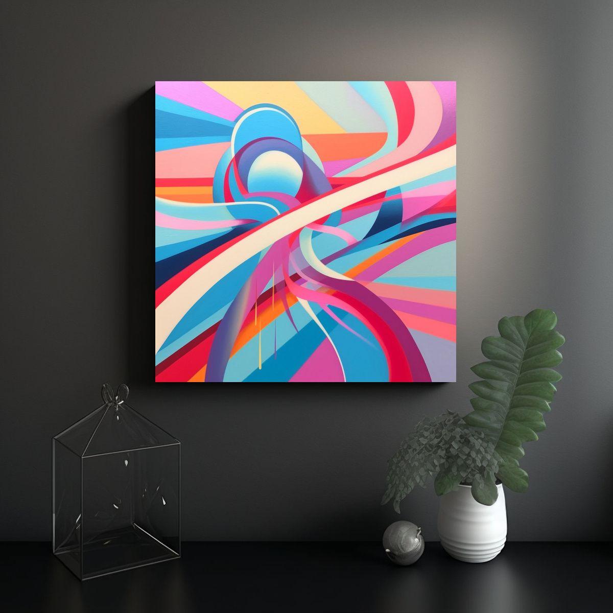 GENERICO - Obra Arte Dibujo Rectangular Minimalista En 50x50 Cm