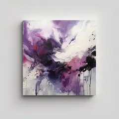 GENERICO - Pintura Abstracta Decadente En Tonos Morados Para 90x90 Cm