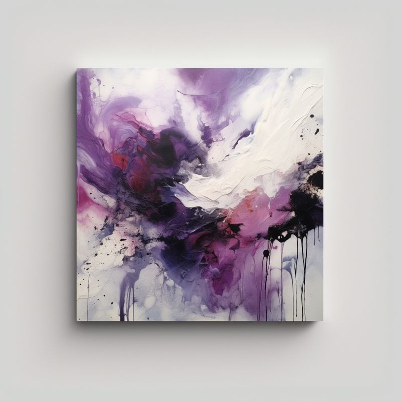 GENERICO - Pintura Abstracta Decadente En Tonos Morados Para 80x80 Cm