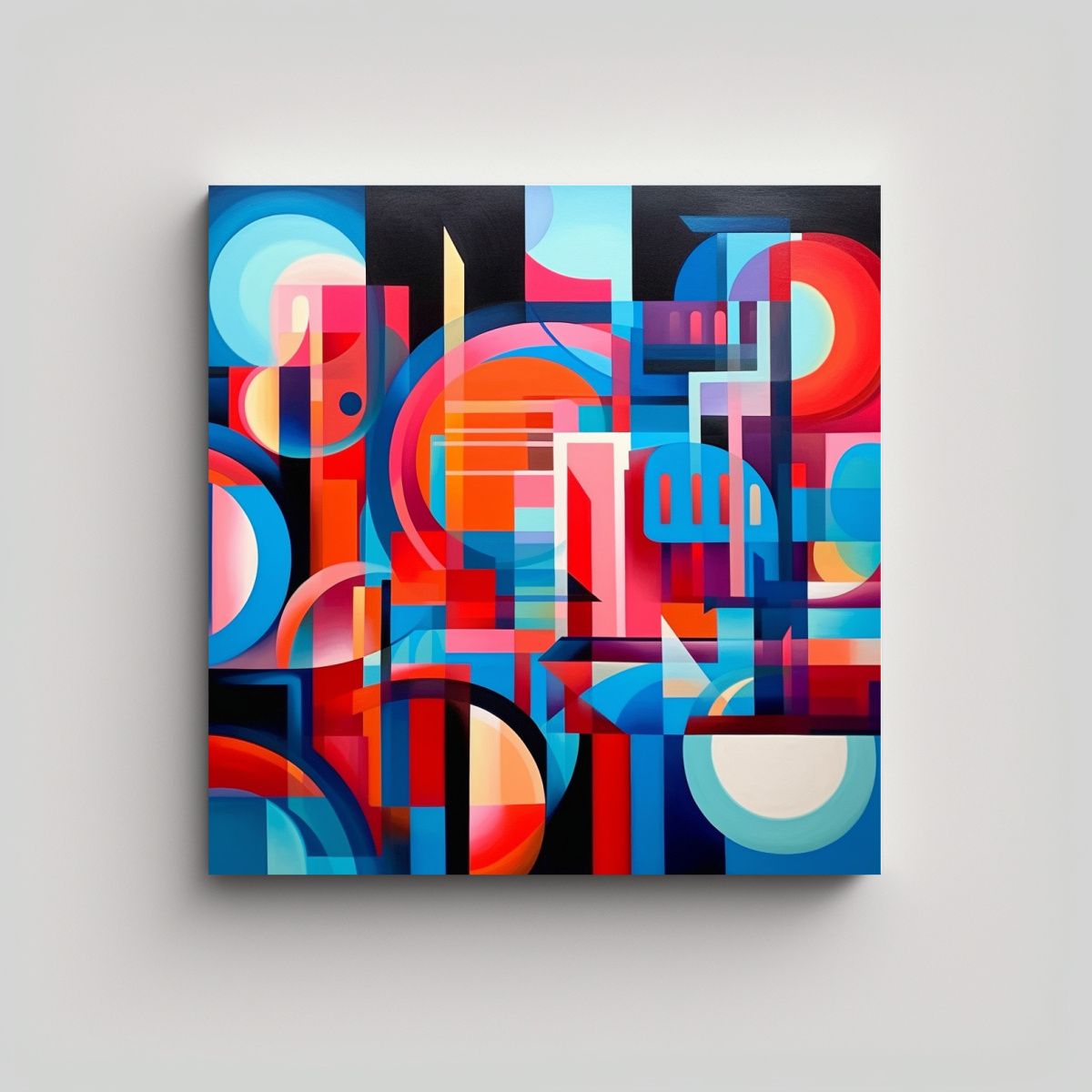 GENERICO - Cuadro Geométrico Abstracto Composición Alegre 50x50 Cm