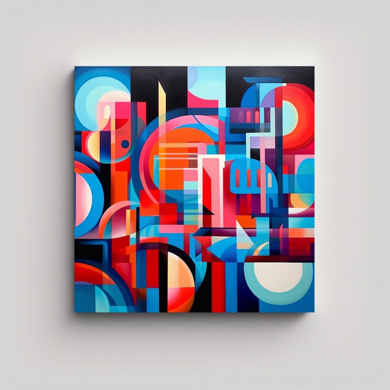GENERICO - Cuadro Geométrico Abstracto Composición Alegre 50x50 Cm