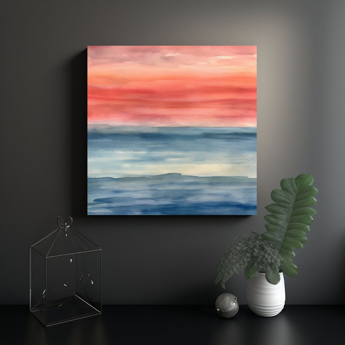 GENERICO - Acuarela Minimalista Moderna En Papel Fine Art 80x80 Cm