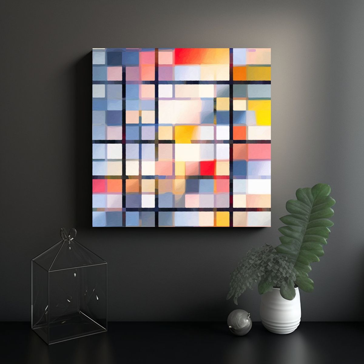 GENERICO - Obra De Arte Digital De Píxeles Minimalista 60x60 Cm