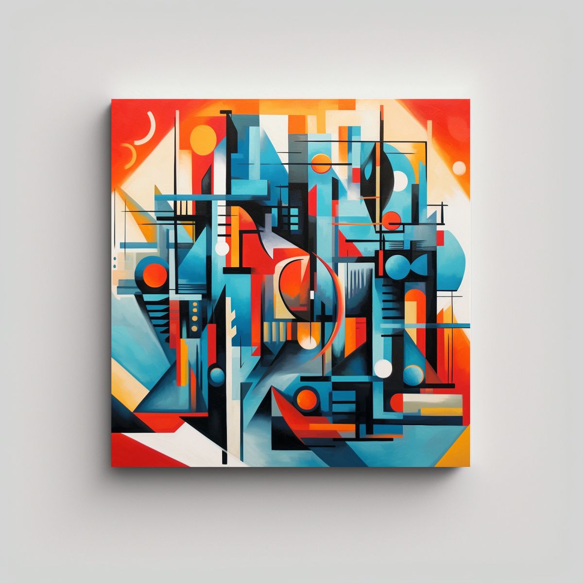 GENERICO - Cuadro Abstracto Geométrico Con Formas Audaces Y 80x80 Cm