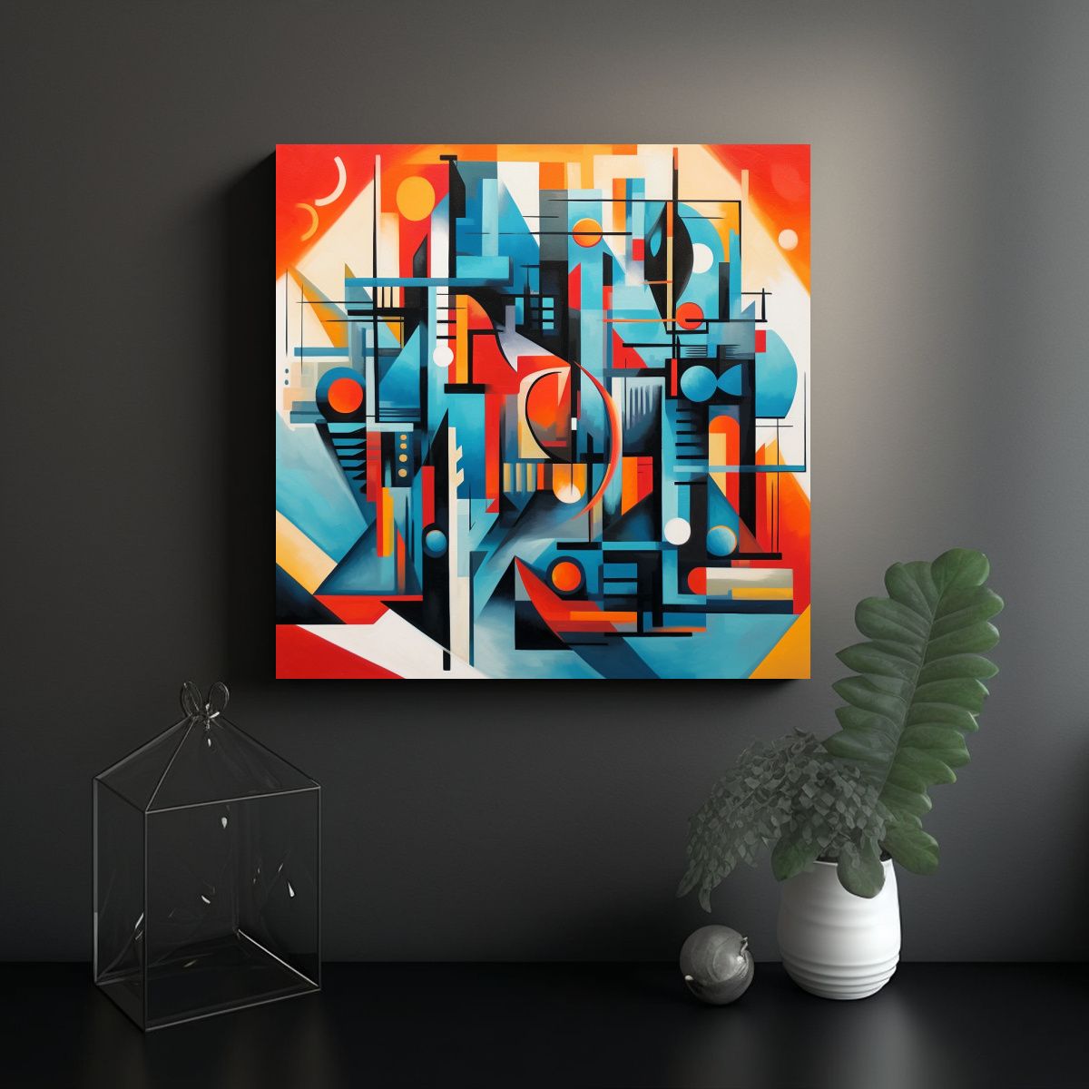 GENERICO - Cuadro Abstracto Geométrico Con Formas Audaces Y 50x50 Cm