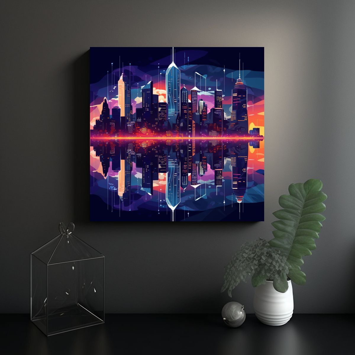 GENERICO - Paisaje Urbano En Lienzo Arte De Pared Diseño 90x90 Cm