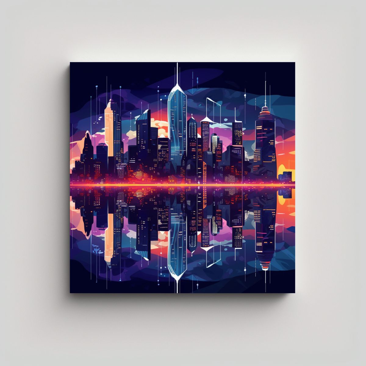 GENERICO - Paisaje Urbano En Lienzo Arte De Pared Diseño 80x80 Cm