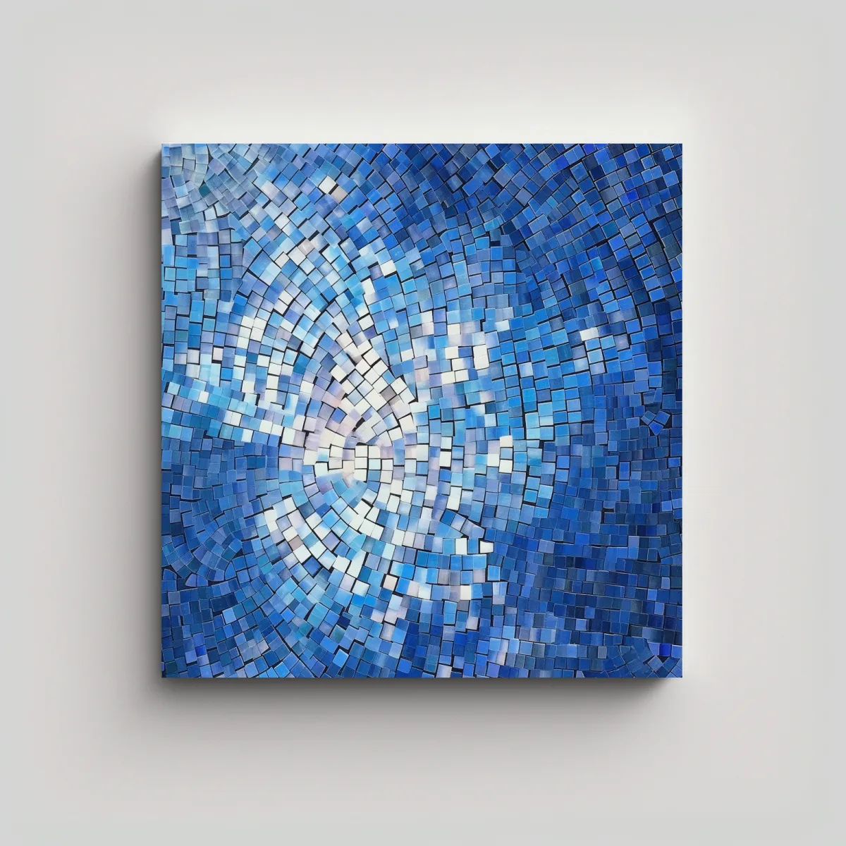 GENERICO - Cuadro Abstracto Mosaico Azul Y Blanco Para 50x50 Cm