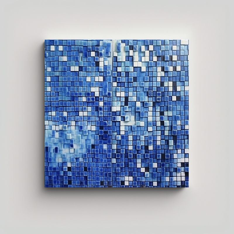 GENERICO - Cuadro Abstracto De Azulejos Azules Y Blancos 80x80 Cm
