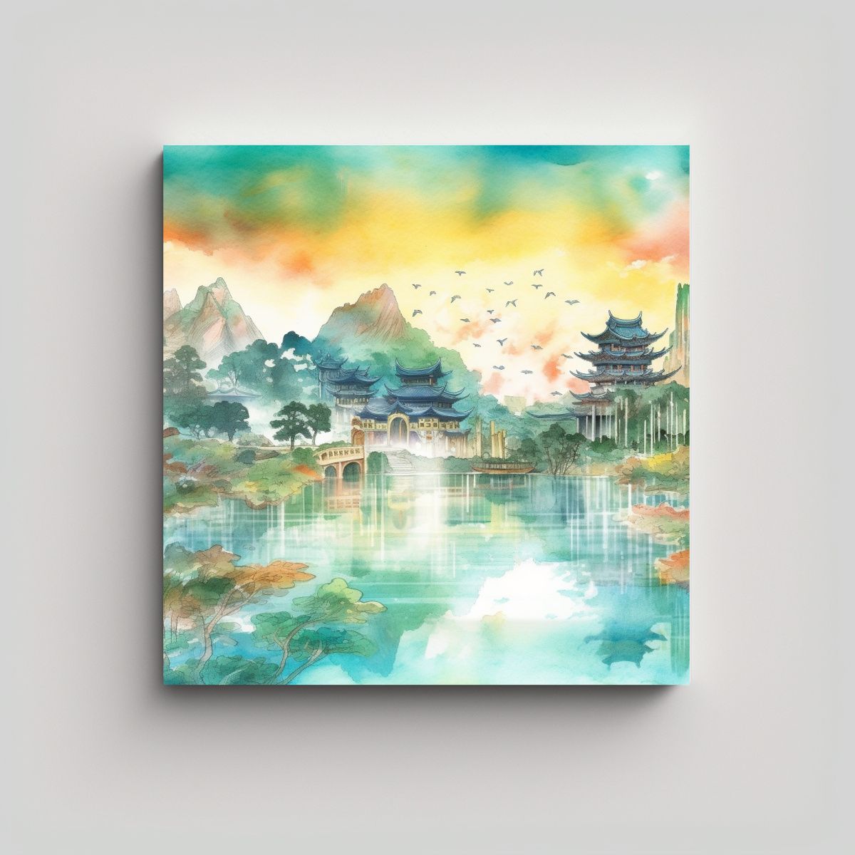 GENERICO - Cuadro De Tela Con Pinturas De Cascadas Y Agua En 80x80 Cm