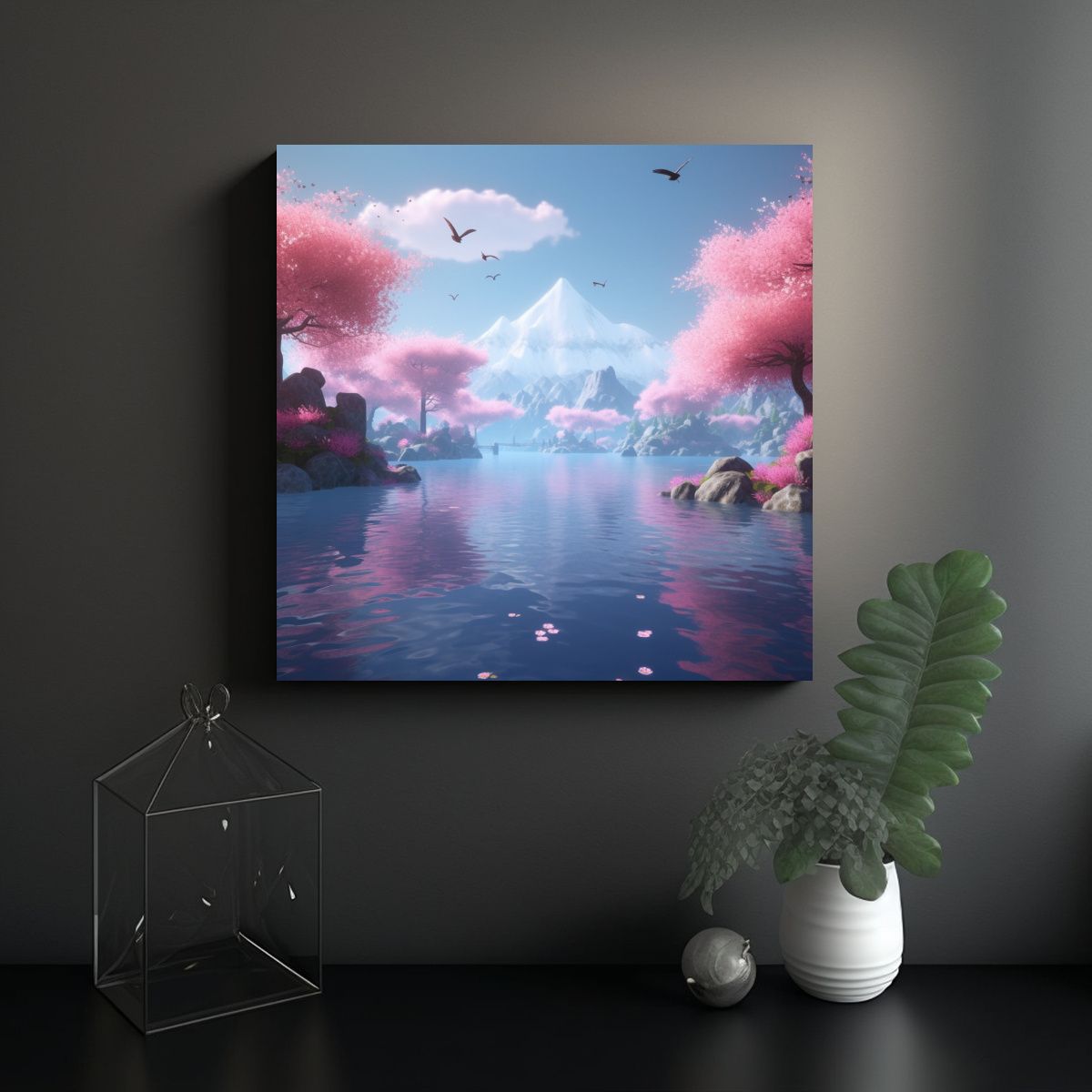 GENERICO - Pinturas Decorativas Japonesas Con Finas Líneas 80x80 Cm