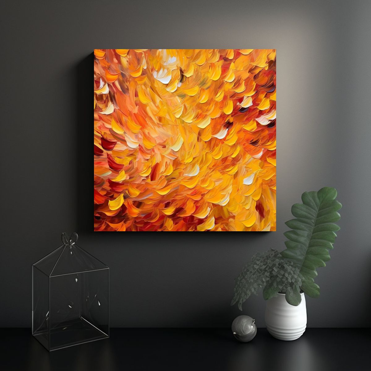 GENERICO - Cuadro Decorativo Abstracto Otoñal En Continuo 80x80 Cm