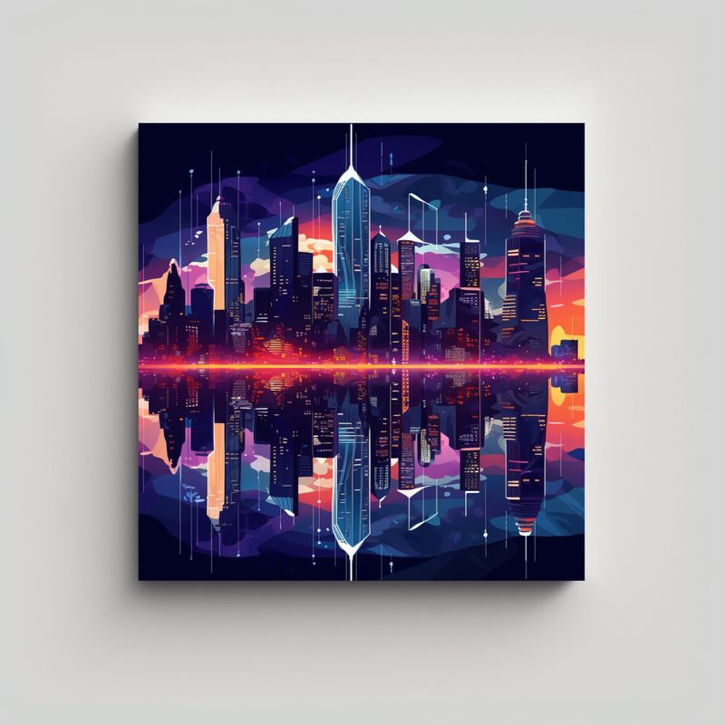 GENERICO - Paisaje Urbano En Lienzo Arte De Pared Diseño 70x70 Cm