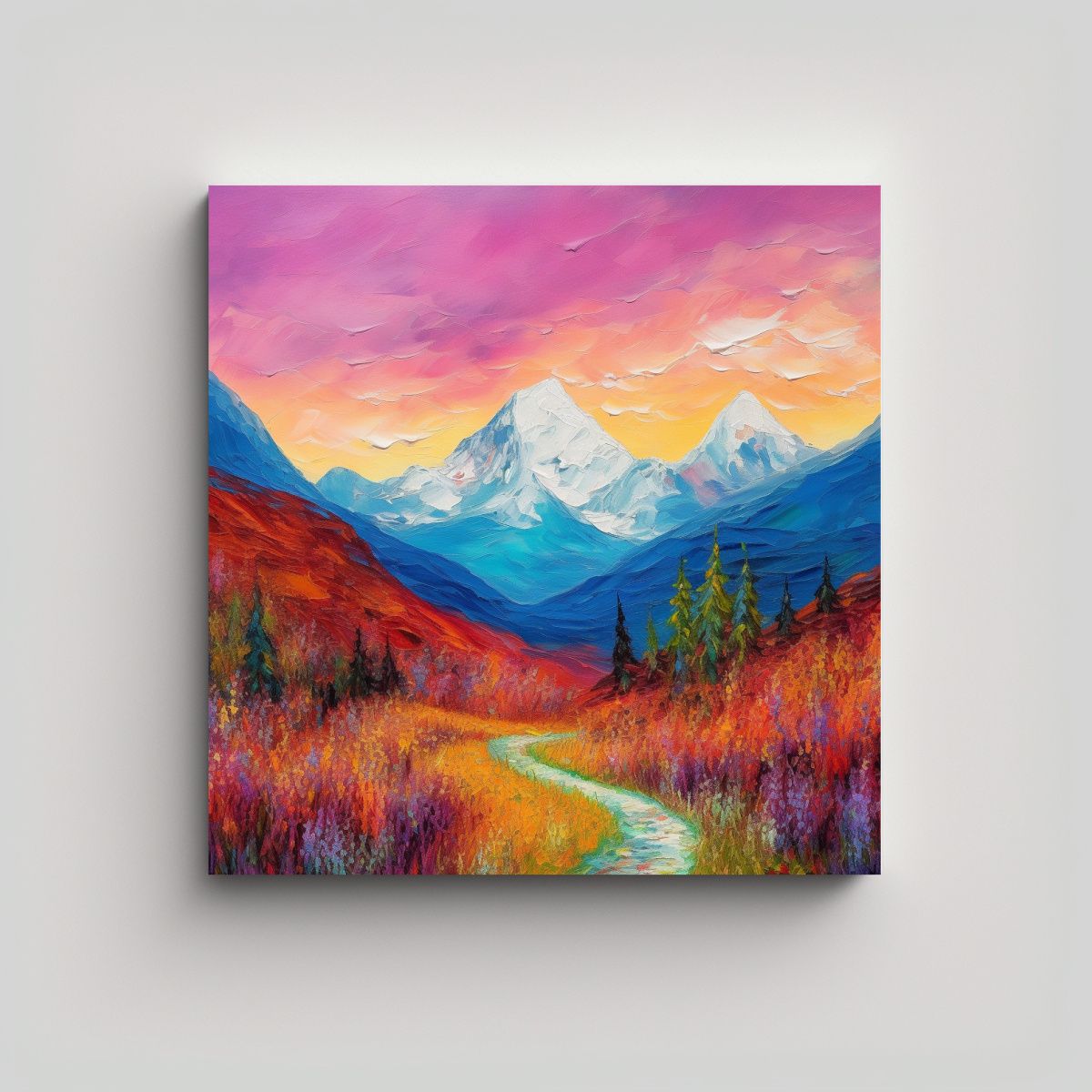 GENERICO - Paisaje Montañoso Sereno Con Tonos Vibrantes 50x50 Cm