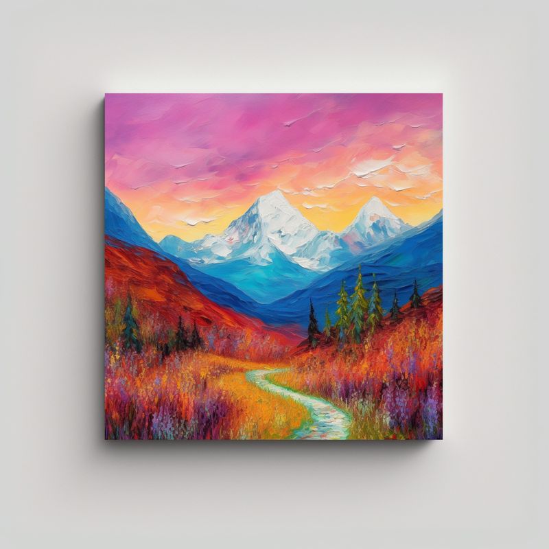 GENERICO - Paisaje Montañoso Sereno Con Tonos Vibrantes 50x50 Cm