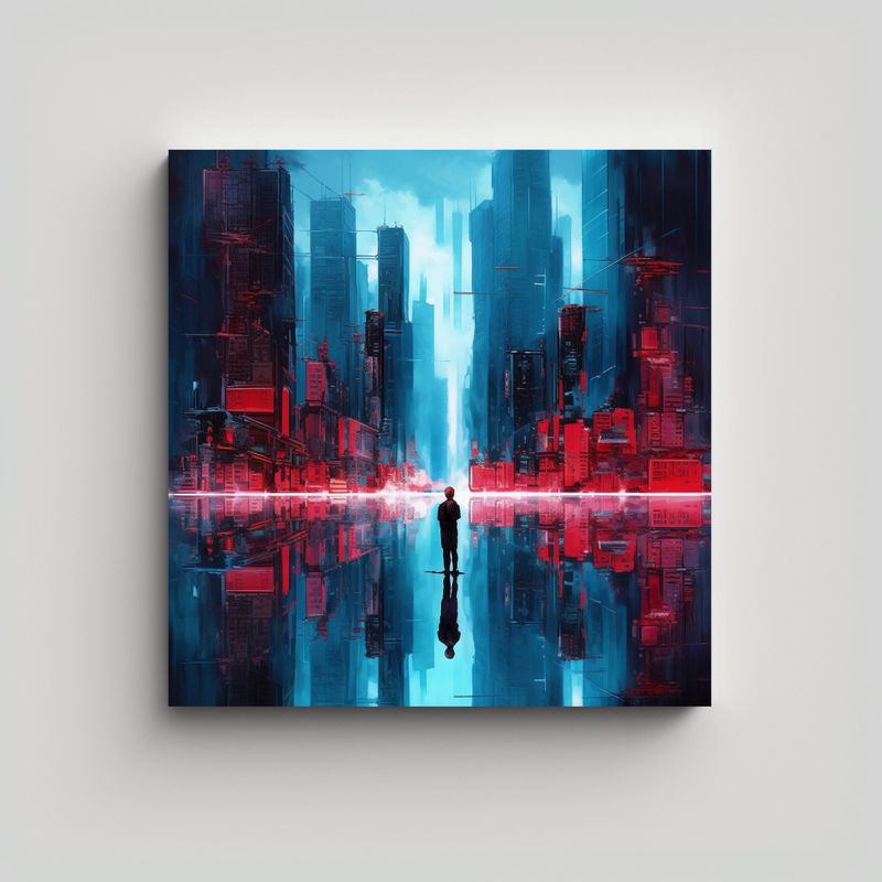 GENERICO - Cuadro Abstracto De Ciudad Urbana Al Estilo De 50x50 Cm