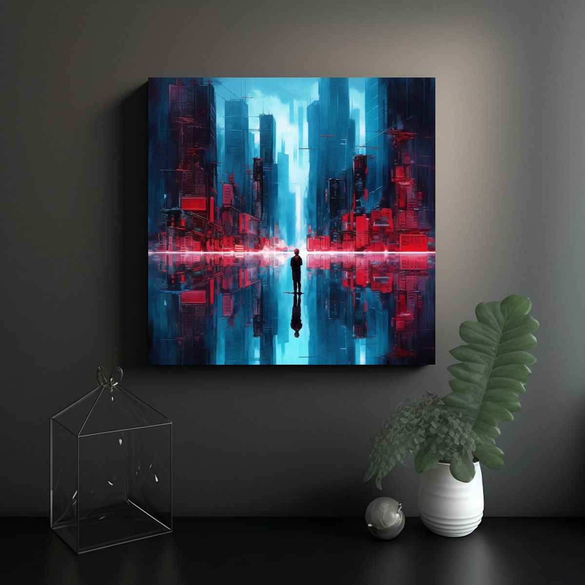 GENERICO - Cuadro Abstracto De Ciudad Urbana Al Estilo De 50x50 Cm