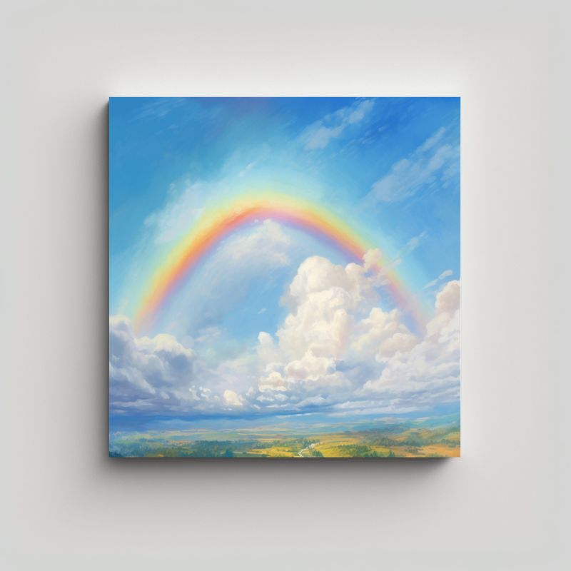 GENERICO - Pintura Al óleo Estilo Arcoíris Sobre Cielo 70x70 Cm