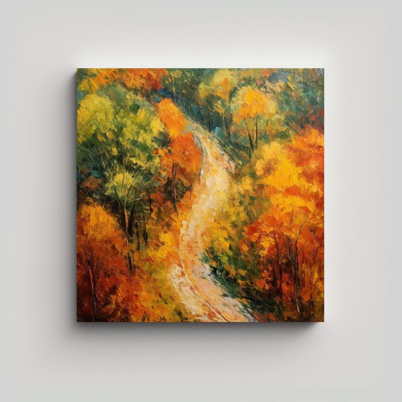 GENERICO - Lienzo Cuadro Paisaje Otoñal Adorable Visto Por 80x80 Cm