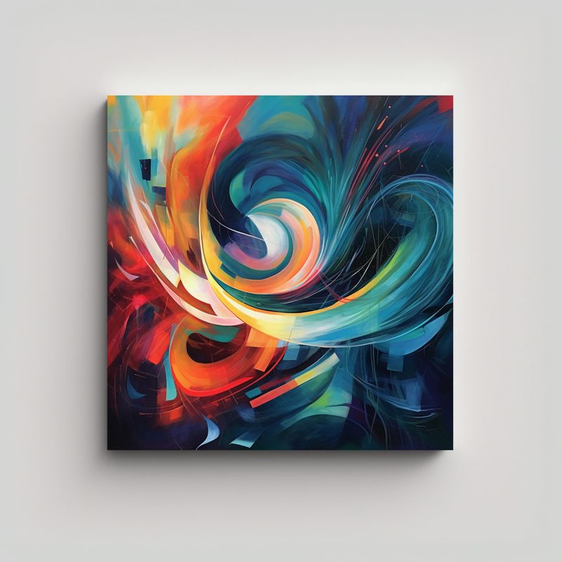 GENERICO - Pintura Abstracta Simétrica Con Colores 80x80 Cm