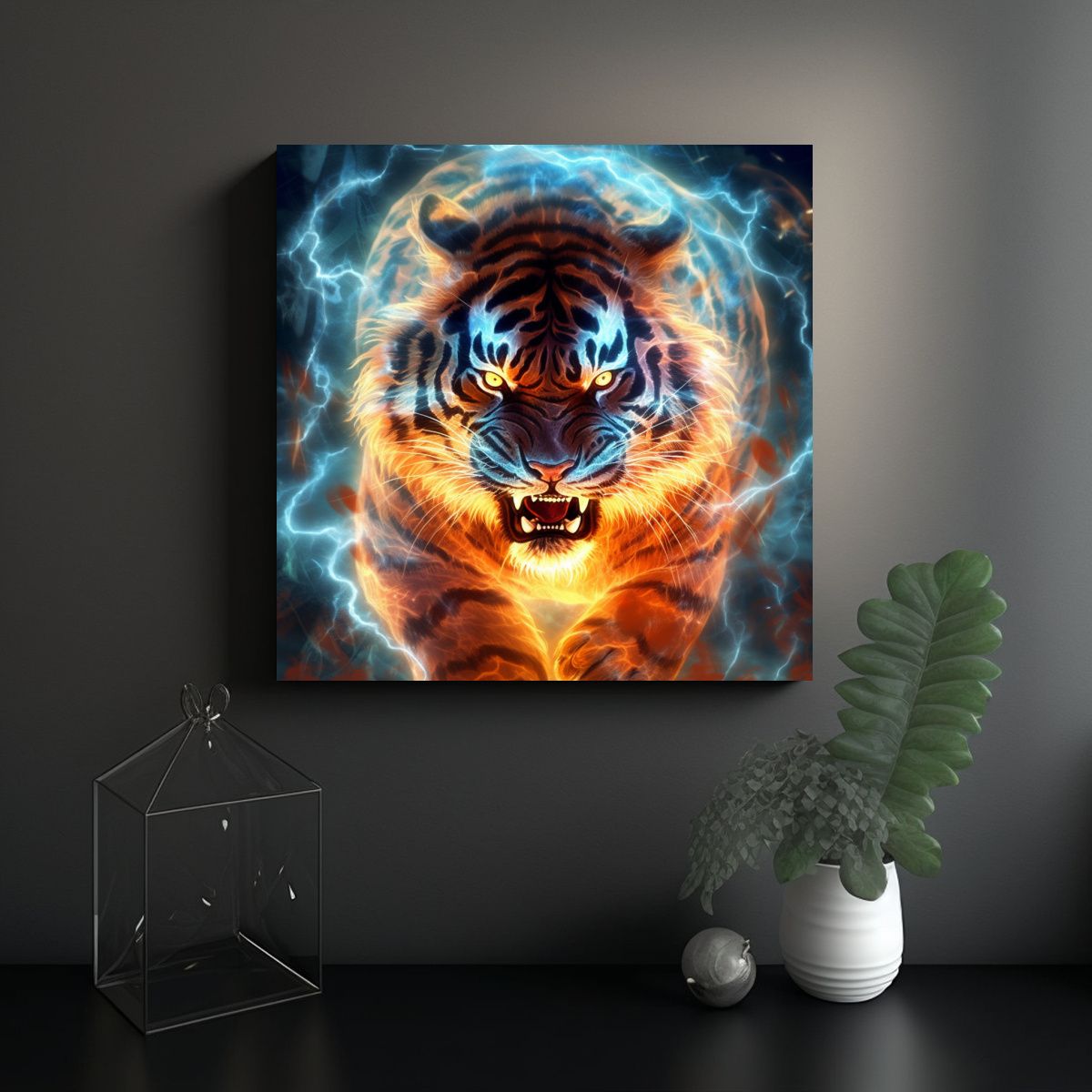 GENERICO - Cuadro De Tela Tiger Infernal Con Patrones De 80x80 Cm