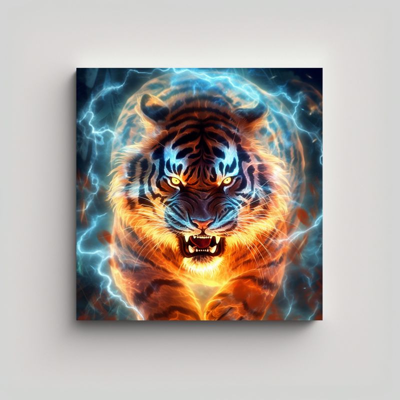 GENERICO - Cuadro De Tela Tiger Infernal Con Patrones De 60x60 Cm