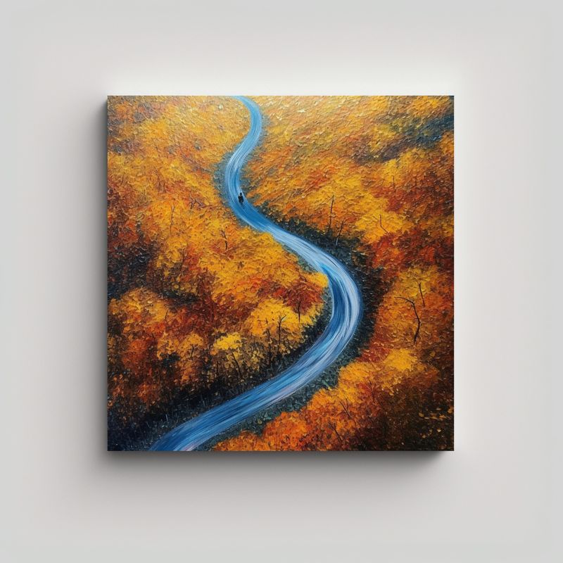 GENERICO - Paisaje Otoñal De Carretera Con Follaje Visto 70x70 Cm