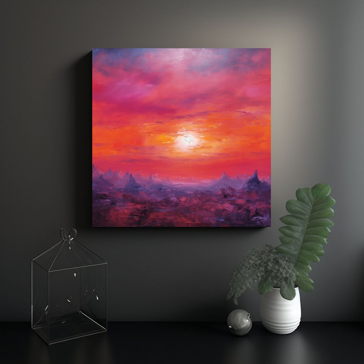 GENERICO - Pintura Lienzo Ambiente Atardecer Suavemente 70x70 Cm